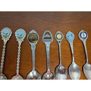 Vintage Collectible SOUVENIR SPOONS Lot 7pc Iowa Vermont New Mexico Kentucky